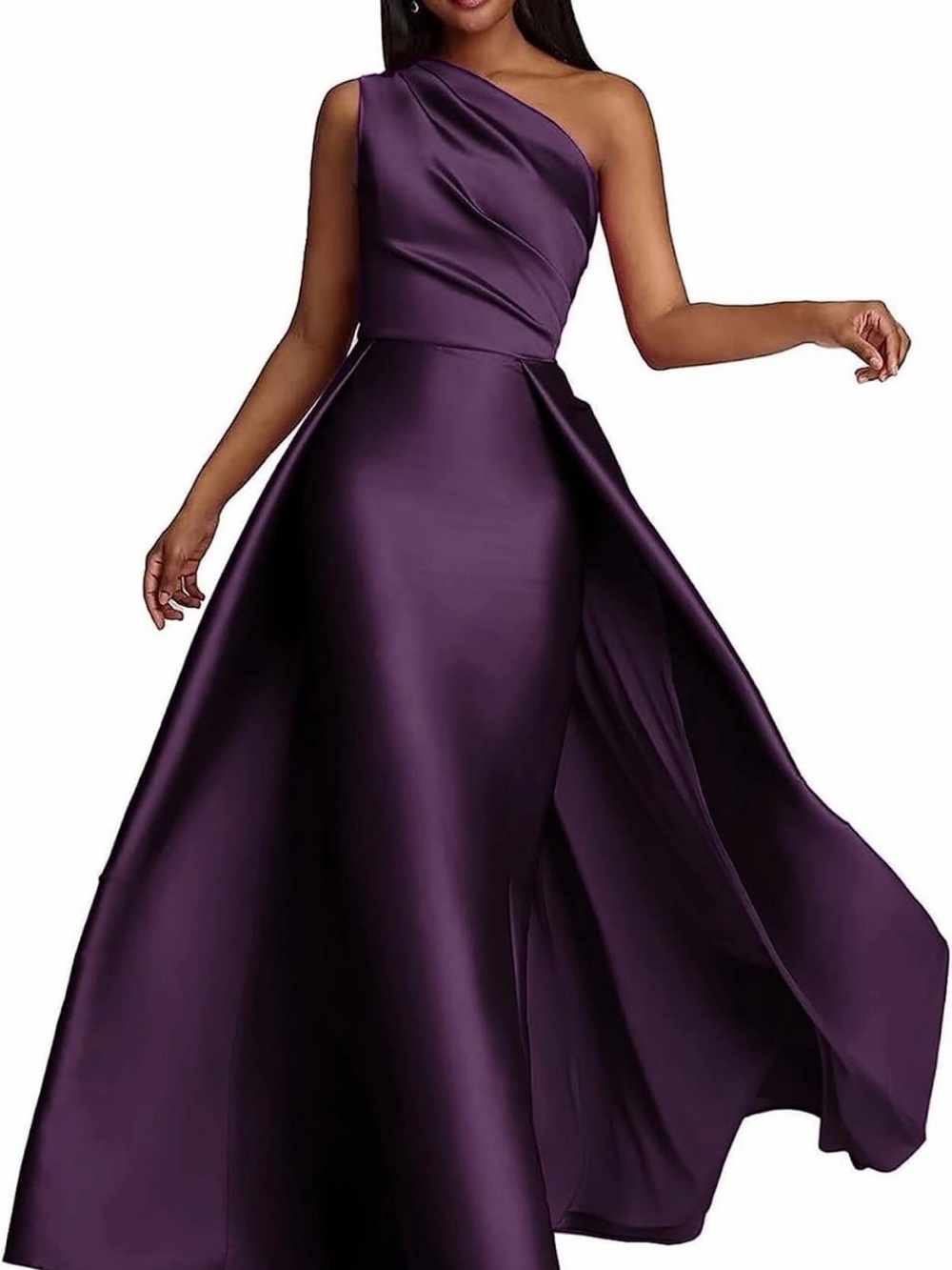 One-Shoulder Purple Evening Gown